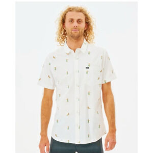 Riptide Cotton Hula Beach Shirt Mens XXL Tall White Hula Girl Dancing Hawaii